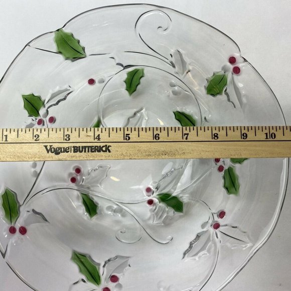 Mikasa Merry Holly glass bowl 11” diameter - Picture 5 of 9